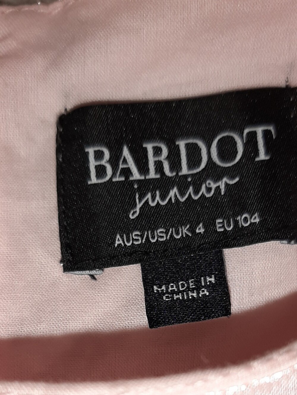 Bardot Junior Bliss Pink Iridescent Organza Puff Sleeve Party Dress Size 4 EUC - Picture 5 of 7